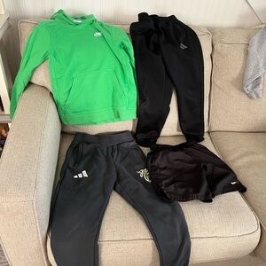 Adidas Black Fleece-Lined Sweatpants, shorts and sweatshirt